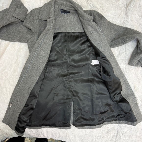 Banana Republic Peacoat wool blend full zip loop toggle grey tweed size S - Picture 10 of 13